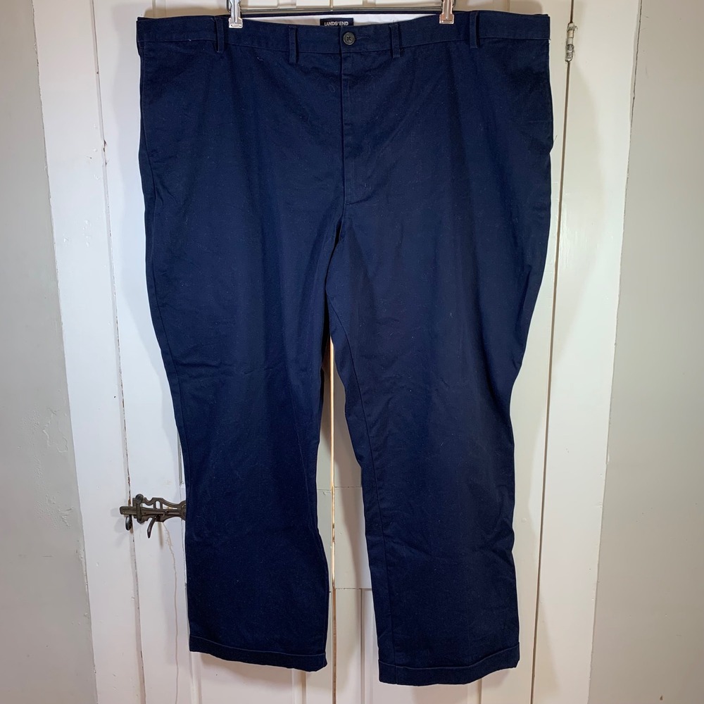 Lands End Mens‎ 52T Traditional Fit Navy Chino Pants Cotton Casual Office